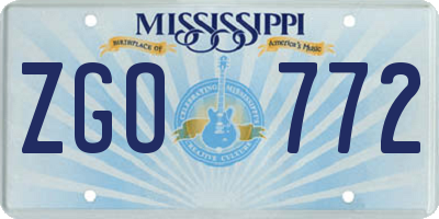 MS license plate ZGO772