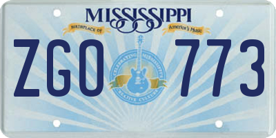 MS license plate ZGO773