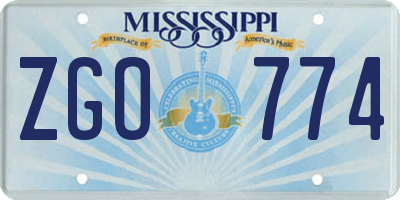 MS license plate ZGO774