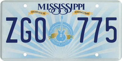 MS license plate ZGO775