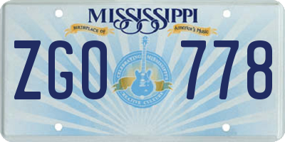 MS license plate ZGO778