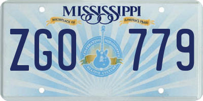 MS license plate ZGO779
