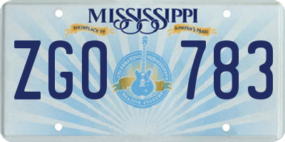 MS license plate ZGO783
