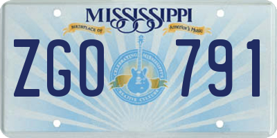 MS license plate ZGO791