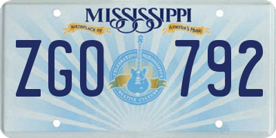 MS license plate ZGO792