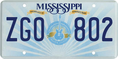 MS license plate ZGO802