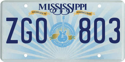 MS license plate ZGO803
