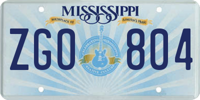 MS license plate ZGO804
