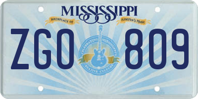 MS license plate ZGO809