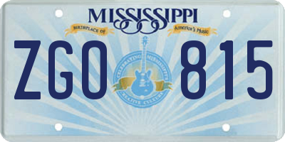 MS license plate ZGO815