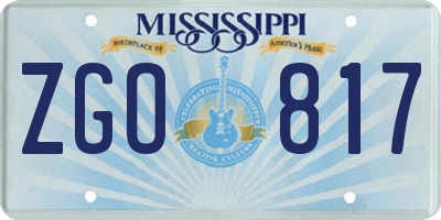 MS license plate ZGO817