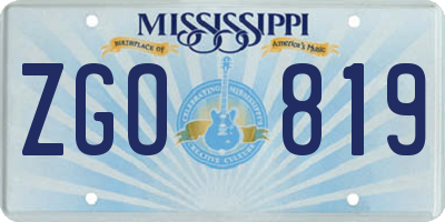 MS license plate ZGO819