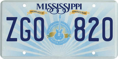 MS license plate ZGO820