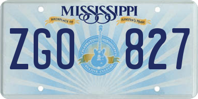 MS license plate ZGO827