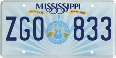 MS license plate ZGO833