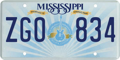 MS license plate ZGO834
