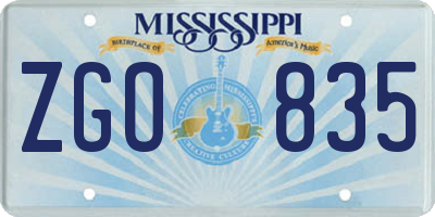 MS license plate ZGO835