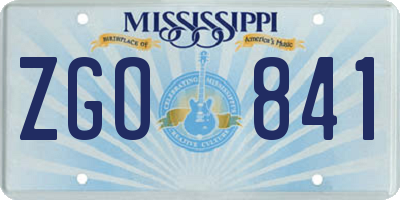 MS license plate ZGO841