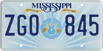 MS license plate ZGO845