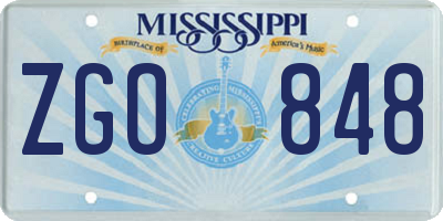MS license plate ZGO848