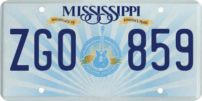 MS license plate ZGO859