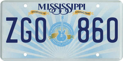 MS license plate ZGO860
