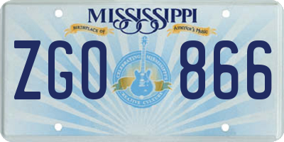 MS license plate ZGO866