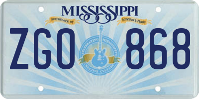 MS license plate ZGO868