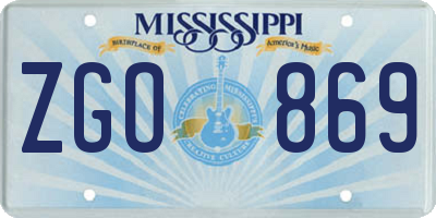 MS license plate ZGO869