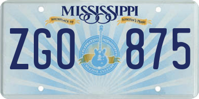 MS license plate ZGO875
