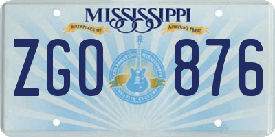 MS license plate ZGO876