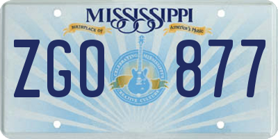 MS license plate ZGO877