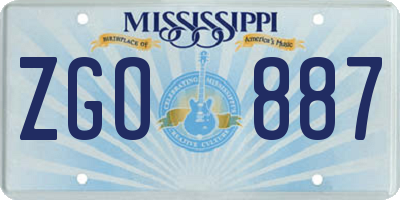MS license plate ZGO887