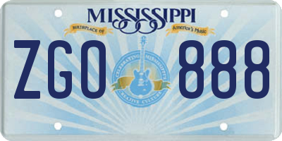 MS license plate ZGO888