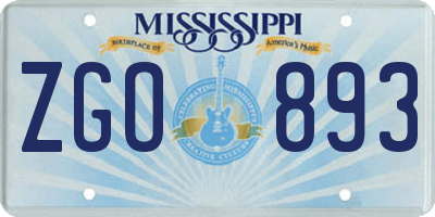 MS license plate ZGO893