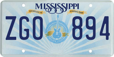 MS license plate ZGO894
