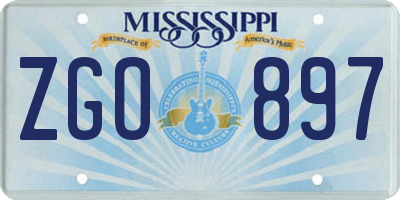 MS license plate ZGO897
