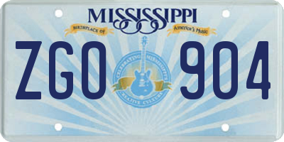 MS license plate ZGO904