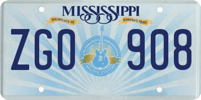MS license plate ZGO908