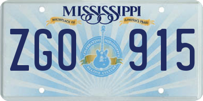 MS license plate ZGO915