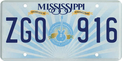 MS license plate ZGO916