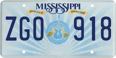 MS license plate ZGO918