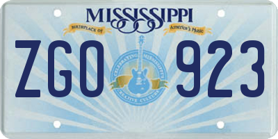 MS license plate ZGO923