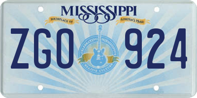 MS license plate ZGO924
