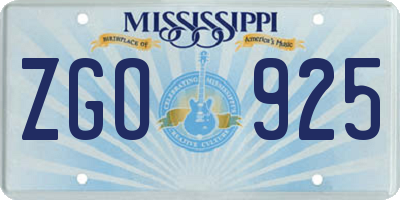 MS license plate ZGO925