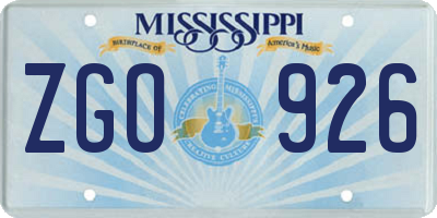 MS license plate ZGO926