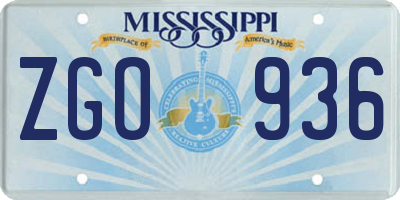 MS license plate ZGO936
