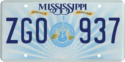 MS license plate ZGO937
