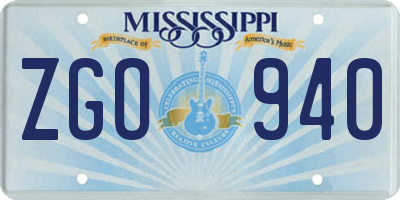 MS license plate ZGO940