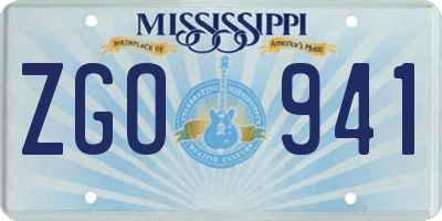 MS license plate ZGO941